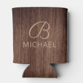 Holzkörnholz mit Monogramm-Personalisierter Bezeic Dosenkühler (Rückseite)