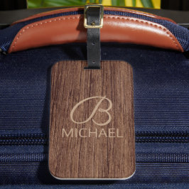 Holzkörnholz mit Monogramm-Personalisierter Bezeic Gepäckanhänger