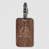Holzkörnholz mit Monogramm-Personalisierter Bezeic Gepäckanhänger (Vorderseite Vertikal)