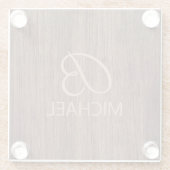 Holzkörnholz mit Monogramm-Personalisierter Bezeic Glasuntersetzer (Rückseite)