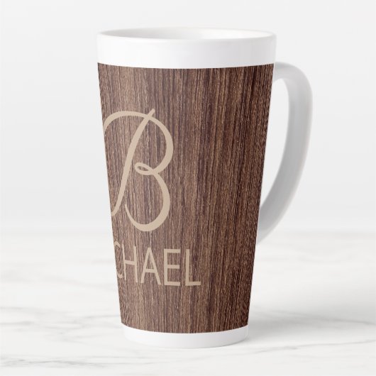 Holzkörnholz mit Monogramm-Personalisierter Bezeic Milchtasse (Rechte Ecke)