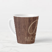 Holzkörnholz mit Monogramm-Personalisierter Bezeic Milchtasse (Linke Ecke)