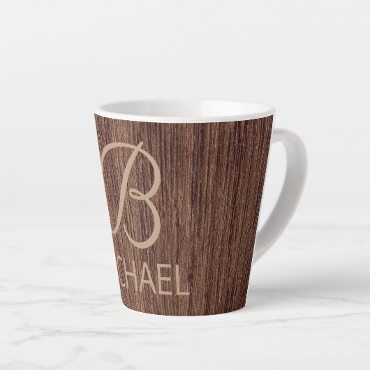 Holzkörnholz mit Monogramm-Personalisierter Bezeic Milchtasse (Rechte Ecke)
