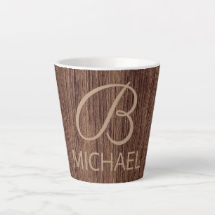 Holzkörnholz mit Monogramm-Personalisierter Bezeic Milchtasse