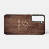 Holzkörnholz mit Monogramm-Personalisierter Bezeic Samsung Galaxy Hülle (Rückseite (Horizontal))