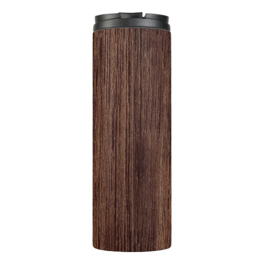 Holzkörnholz mit Monogramm-Personalisierter Bezeic Thermosbecher (Rückseite)