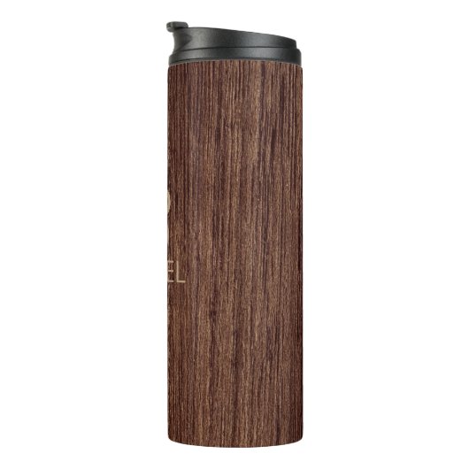 Holzkörnholz mit Monogramm-Personalisierter Bezeic Thermosbecher (Nach rechts gedreht)