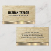 Holzkörnmuster | Gold Metal Trim Business Card Visitenkarte (Vorne/Hinten)