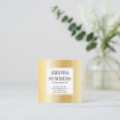 Holzkörnmuster | Gold Metallic Quadratische Visitenkarte (Stehend Vorderseite)