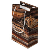 Holzkörnmuster Kleine Geschenktüte (Rückseite Schrägansicht)