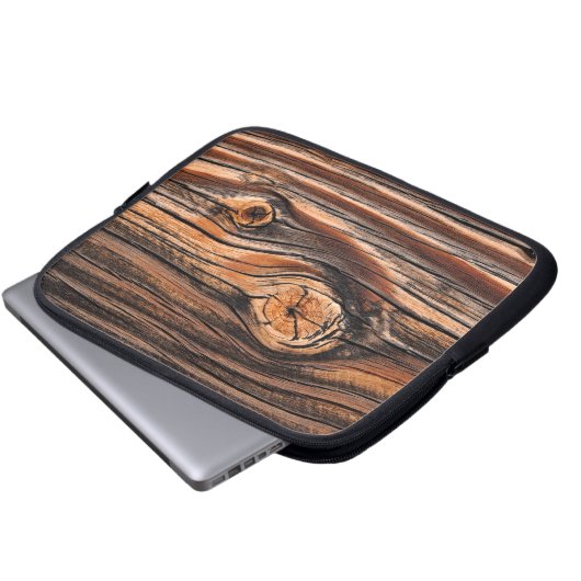 Holzkörnmuster Laptopschutzhülle (Vorne Knopf)