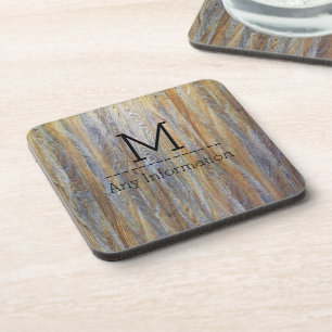 Holzkornstruktur-Monogramm #4 Untersetzer