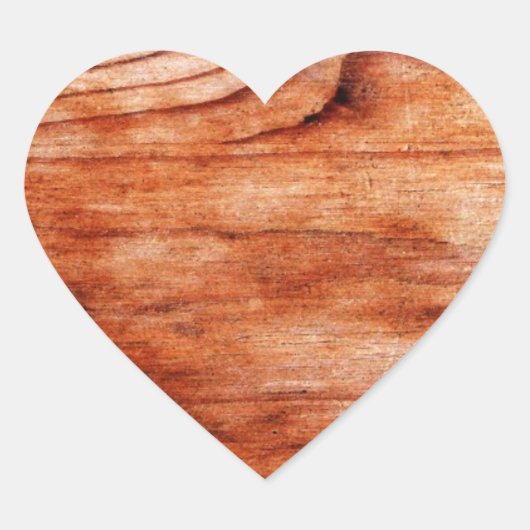 Holzkörntextur Herz-Aufkleber (Vorderseite)
