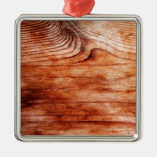 Holzkörntextur Silbernes Ornament (Vorne)