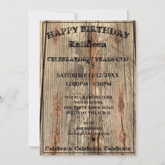 HOLZKÖRPER FOTO YUKON GEBURTSTAGEINLADUNG EINLADUNG (Vorderseite)