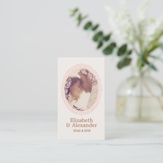 Holzkranz-Party-Ticket - Elfenbein Visitenkarte (Stehend Vorderseite)