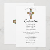 Holzkreuz-Blume-Bestätigung Einladung (Vorne/Hinten)