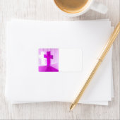 Holzkreuz, lila Fassung, Fotokirche Adressaufkleber (Insitu)