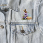 Holzkreuz mit violetten Blumen Button (Beispiel)