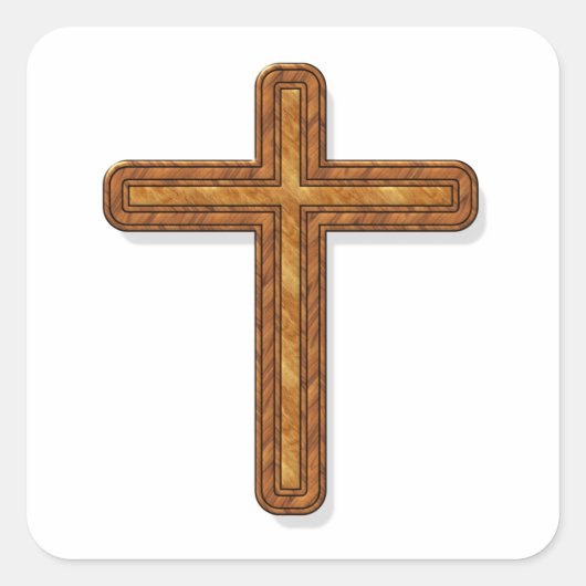 Holzkreuz Quadratischer Aufkleber (Vorderseite)