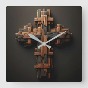 Holzkreuz-Uhr Quadratische Wanduhr