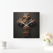 Holzkreuz-Uhr Quadratische Wanduhr (Zuhause)
