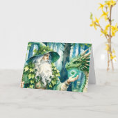 Holzlandzauberer mit Drache "Happy Birthday" Karte (Gelbe Blume)