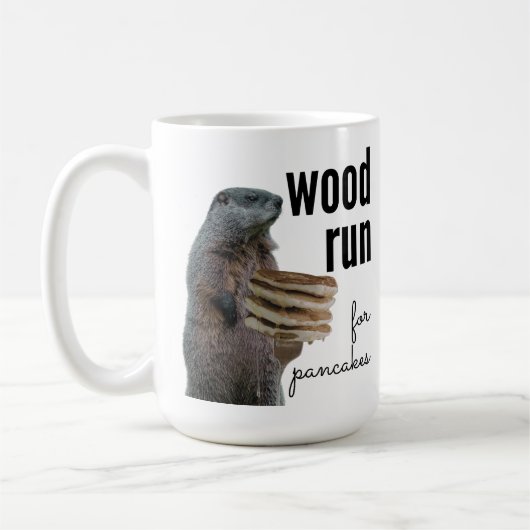 Holzlauf für Pfannkuchen (mit Woodchuck) Kaffeetasse (Links)