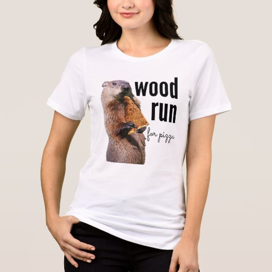 Holzlauf für Pizza (mit Woodchuck) Tri-Blend Shirt (Vorderseite)