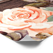 Holzleuchten, Blusen und Pfirsichblumen Poster (Ecke)