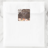 Holzleuchten, Blush & Peach Floral Danke 2 Quadratischer Aufkleber (Tasche)