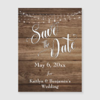 Holzleuchten und Drehbuch Save the Date Magnetkart