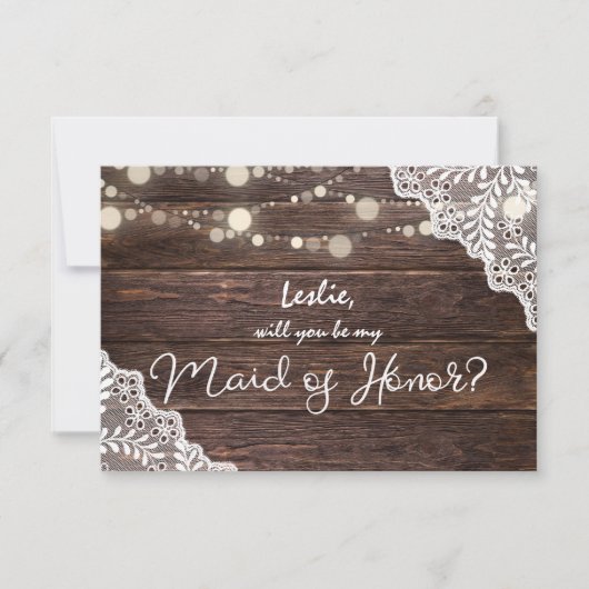 Holzleuchten werden Sie meine Trauzeugin sein? Fot Einladung (Vorderseite)