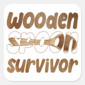 Holzlöffelüberlebende Funny Italian Fun Expression Quadratischer Aufkleber (Vorderseite)