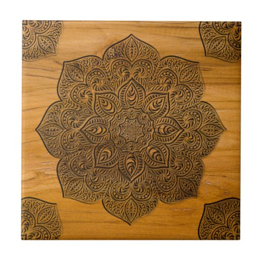 Holzmandala Fliese (Vorderseite)