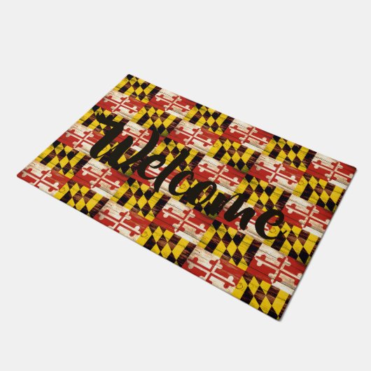 Holzmaryland-Fahne, individuell anpassbare Türmatt Fußmatte (Schrägansicht)