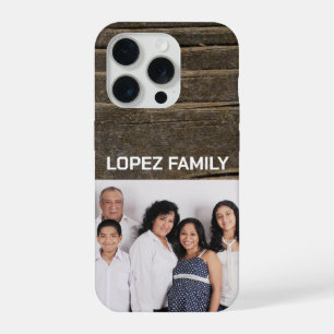 Holzmaserung Familienfoto kundenspezifische iPhone 15 Pro Hülle