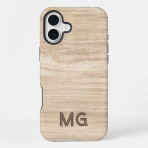 Holzmaserung Handyhülle Personalisiertes Monogra iPhone 16 Plus Hülle