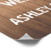 Holzmaserung Lichterkette Willkommens-Hochzeitssch Poster (Ecke)