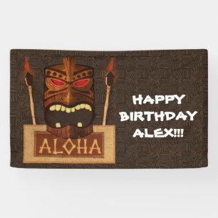 Holzmaske Tiki Vintage Retro ALOHA Hawaiianisch Banner