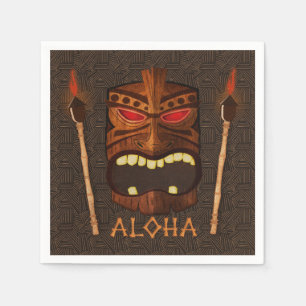 Holzmaske Tiki Vintage Retro Luau Sommerparty Serviette