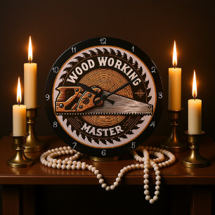 Holzmeister-Sägeblatt mit Handsäge Große Wanduhr