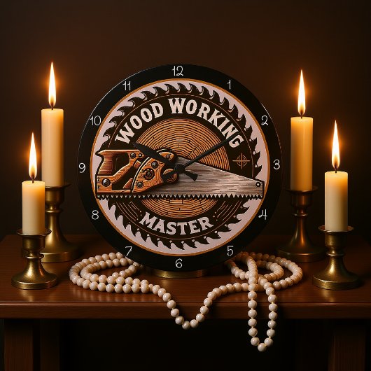 Holzmeister-Sägeblatt mit Handsäge Große Wanduhr