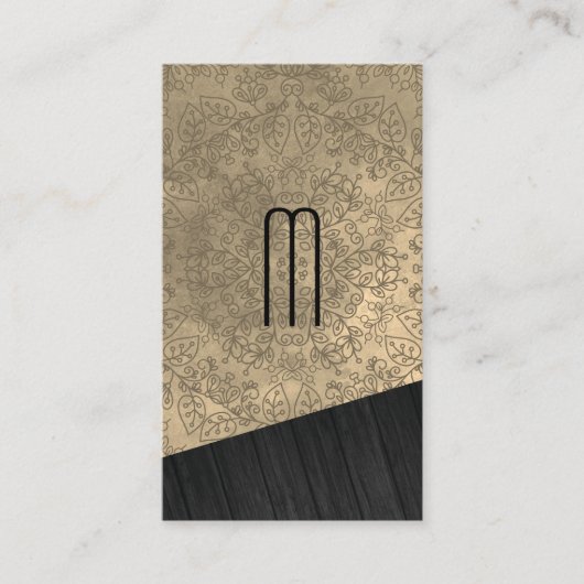 Holzmonogramm mit Mandala-Muster Visitenkarte (Vorderseite)