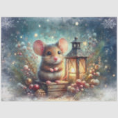 Holzmouse & Laterne Rustikale Feiertage Seidenpapier (Vorderseite)