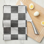 Holzmuster aus Schachbrett Geschirrtuch (Viertel Falte)