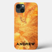 Holzmuster Golden Name iPhone Case (Rückseite)