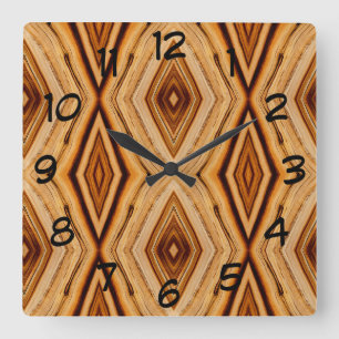 Holzmuster Struktur Quadratische Wanduhr