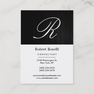 Holzmuster White Monogram Business Card Visitenkarte