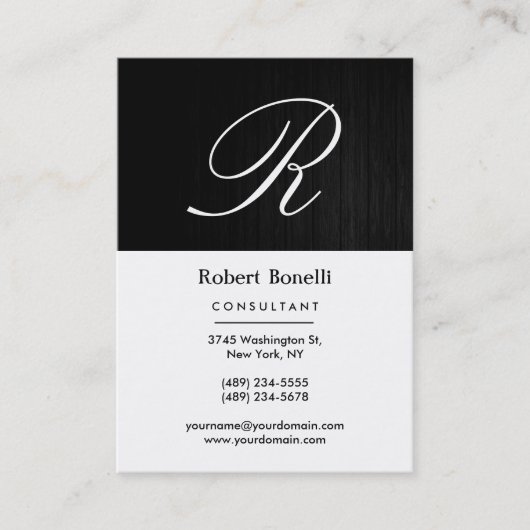 Holzmuster White Monogram Business Card Visitenkarte (Vorderseite)